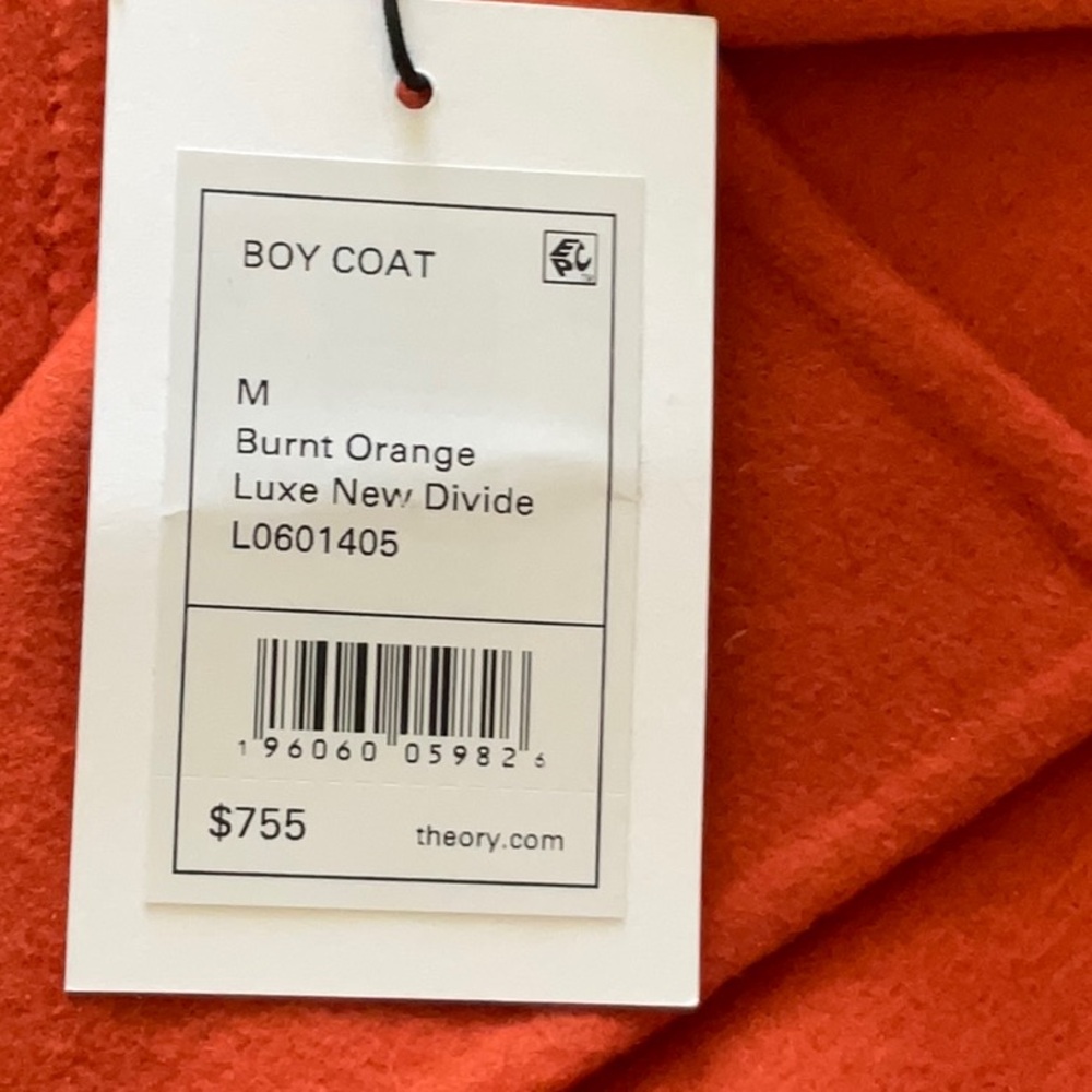 THEORY BOY COAT women’s color Burn Orange Trench Coat LUXE NEW DIVINE size M - Picture 13 of 16
